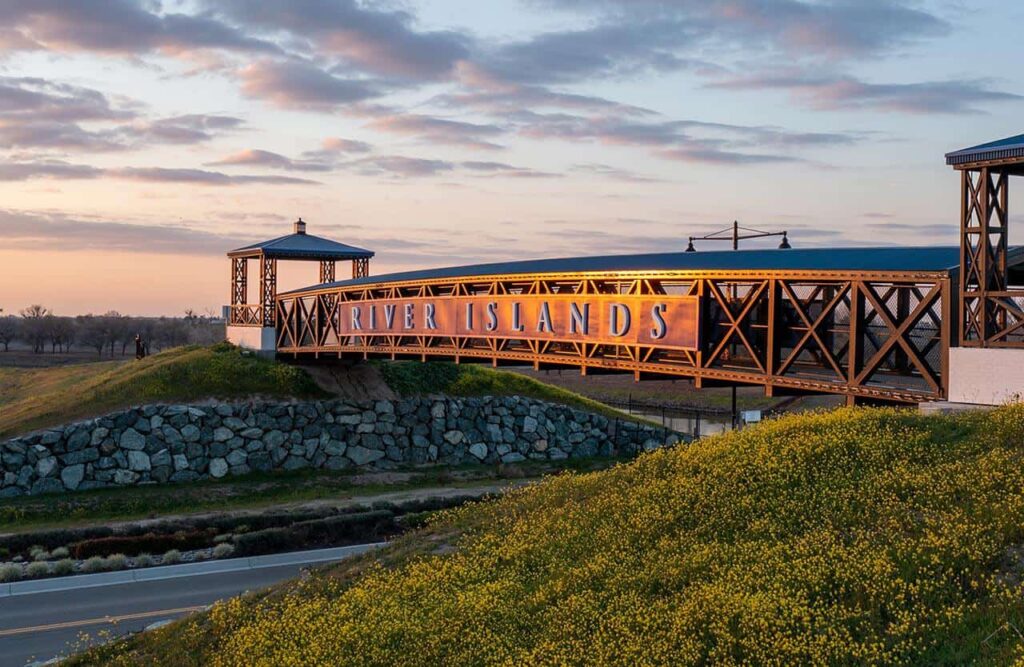 pedestrian bridge at river islands in lathrop