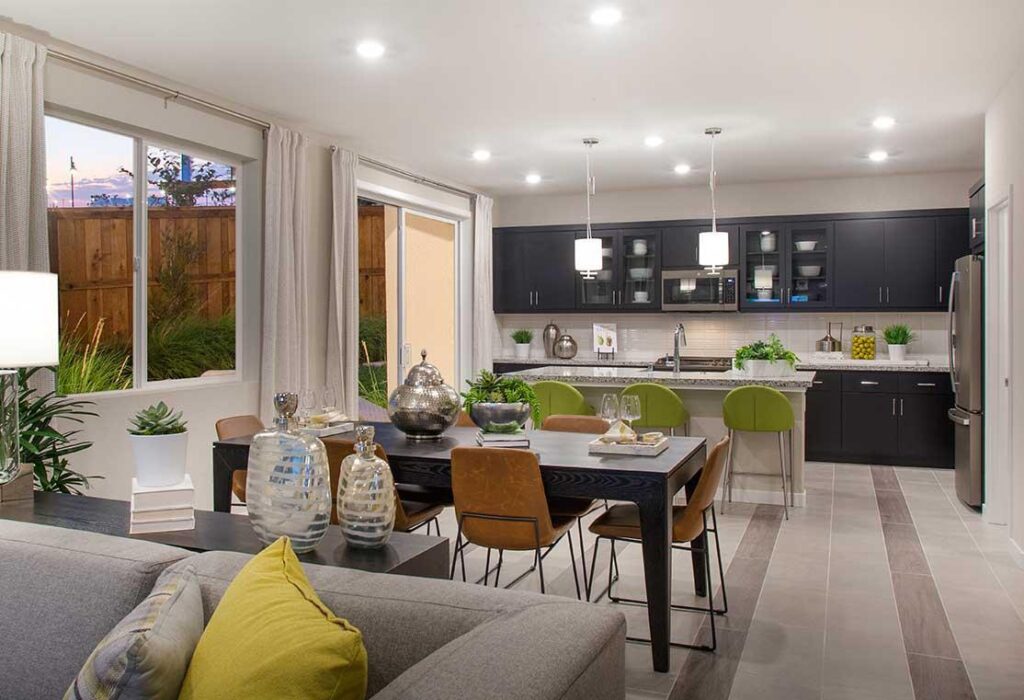 Dining Room and Kitchen at Plan Two at Breakwater at River Islands
