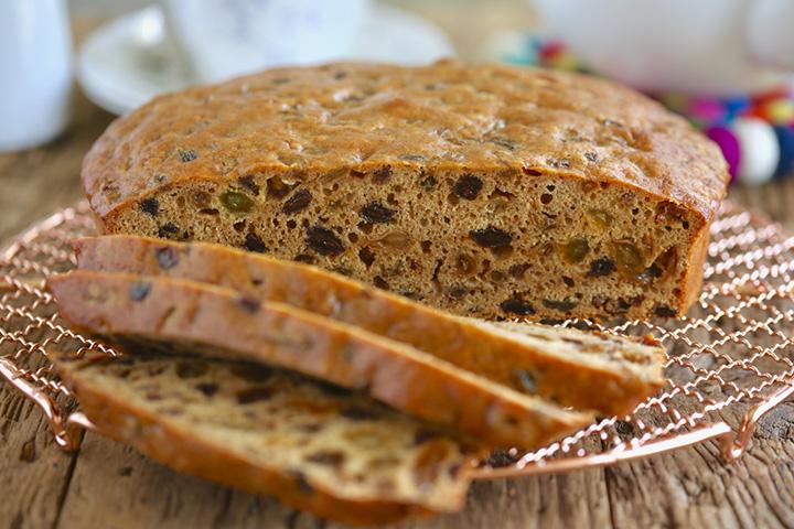 barmbrack slices on a wire rack