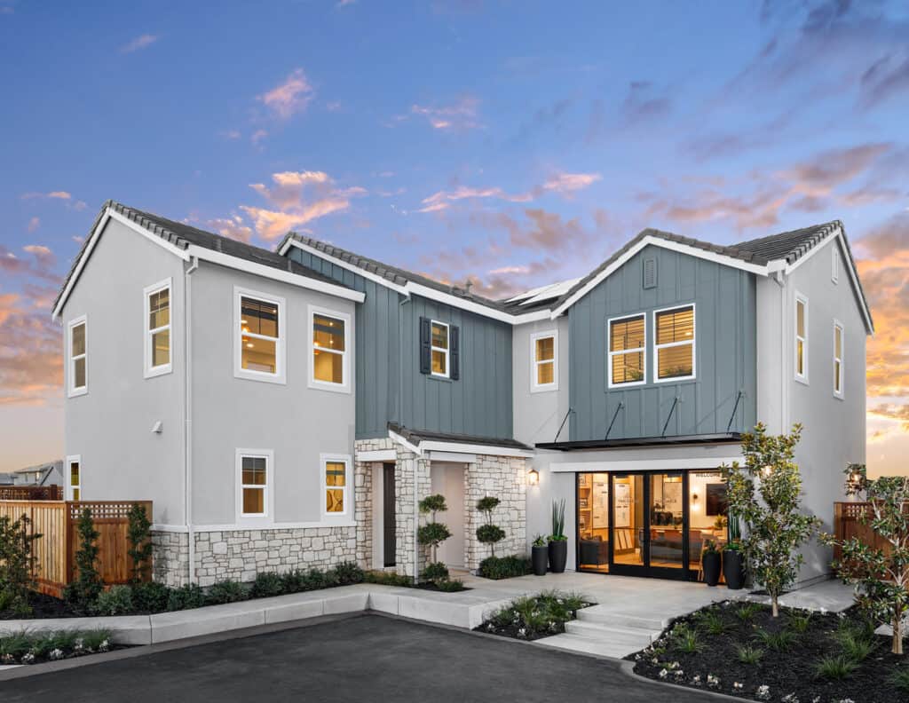 Monterey Plan 3 by Van Daele Homes Exterior Street Scene at River Islands in Lathrop CA