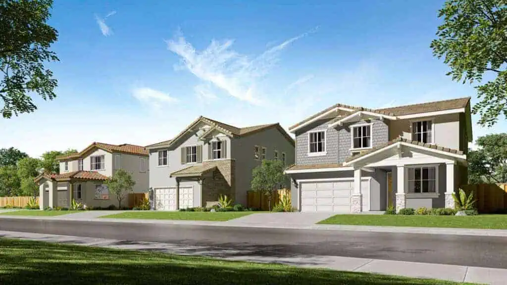 BAHMeridianRiverIslandsRendStreetscene River Islands Meridian by Lennar Homes Exterior Street Scene at River Islands in Lathrop CA