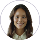 rimswoods River Islands River Islands Portrait of a smiling woman with long brown hair wearing a white blouse in a circular crop image
